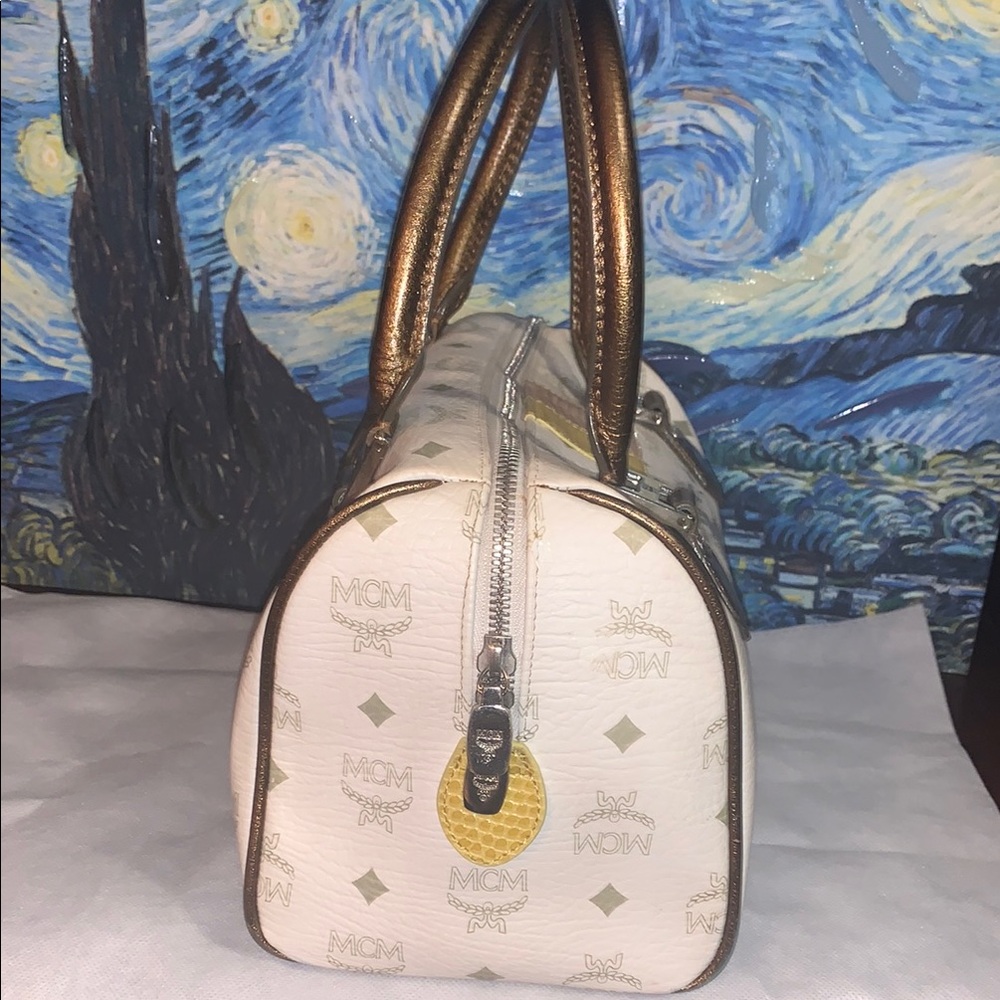 MCM White and Gold Satchel Bag - Picture 5 of 16